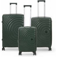 Infinity Leather Expandable Hard Shell 8 Wheels Luggage Cabin Suitcase in Green | Size: Medium