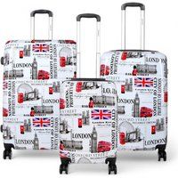Infinity Leather Expandable Hard Shell London Print 8 Wheels Travel Luggage Cabin Suitcase | Size: Medium