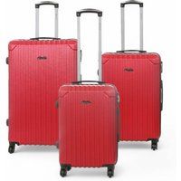 Infinity Leather Hard Shell ABS 8 Wheels Luggage Travel Cabin Suitcase in Red | Size: Medium
