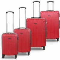 Infinity Leather Hard Shell Abs 8 Wheels Luggage Travel Cabin Suitcase Set In Red