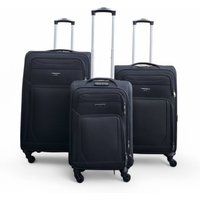 Infinity Leather Soft Shell Lightweight Nylon 4 Wheel Travel Case Holiday Suitcase in Black | Size: Medium