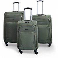 Infinity Leather Soft Shell Lightweight Nylon 4 Wheel Travel Case Holiday Suitcase in Khaki | Size: Medium