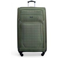 Infinity Leather Soft Shell Lightweight Nylon Extra Large 4 Wheels Travel Suitcase in Khaki