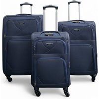 Infinity Leather Soft Shell Lightweight Nylon 4 Wheel Travel Case Holiday Suitcase in Navy | Size: Medium