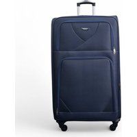 Infinity Leather Soft Shell Lightweight Nylon Extra Large 4 Wheels Travel Suitcase in Navy