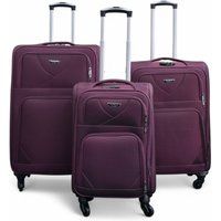Infinity Leather Soft Shell Lightweight Nylon 4 Wheel Travel Case Holiday Suitcase in Purple | Size: Small