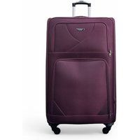 Infinity Leather Soft Shell Lightweight Nylon Extra Large 4 Wheels Travel Suitcase in Purple
