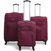 Infinity Leather Soft Shell Lightweight Nylon 4 Wheel Travel Case Holiday Suitcase in Wine | Size: Medium