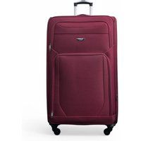 Infinity Leather Soft Shell Lightweight Nylon Extra Large 4 Wheels Travel Suitcase in Wine