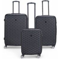 Infinity Leather Hard Shell ABS 8 Wheel Luggage Travel Cabin Holiday Bags Suitcase in Black | Size: Medium