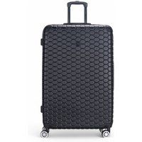 Infinity Leather Extra Large Hard Shell ABS 8 Wheel Luggage Travel Suitcase in Black
