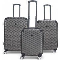 Infinity Leather Hard Shell ABS 8 Wheel Luggage Travel Cabin Holiday Bags Suitcase in Grey | Size: Medium