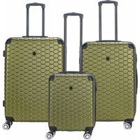 Infinity Leather Hard Shell ABS 8 Wheel Luggage Travel Cabin Holiday Bags Suitcase in Green | Size: Medium