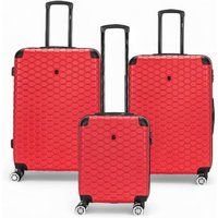 Infinity Leather Hard Shell ABS 8 Wheel Luggage Travel Cabin Holiday Bags Suitcase in Red | Size: Small