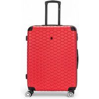 Infinity Leather Extra Large Hard Shell ABS 8 Wheel Luggage Travel Suitcase in Red