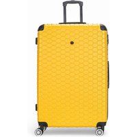 Infinity Leather Extra Large Hard Shell ABS 8 Wheel Luggage Travel Suitcase in Yellow