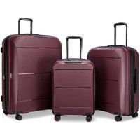 Infinity Leather Expandable Hard Shell PP 8 Wheel Luggage Travel Cabin Holiday Bags Suitcase Set in Burgundy | Size: Large