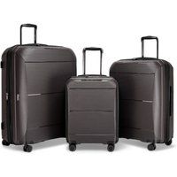 Infinity Leather Expandable Hard Shell PP 8 Wheel Luggage Travel Cabin Holiday Bags Suitcase Set in Grey | Size: Large