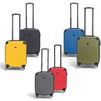 Infinity Leather Strong ABS Hardshell Cabin Suitcase 55 x 40 x 20 cm Luggage Suitable for Easyjet, Ryanair in Red