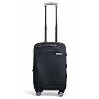 Infinity Leather Soft Shell Cabin Suitcase 59 x 37 x 23 cm Luggage Suitable for Easyjet, Ryanair in Black