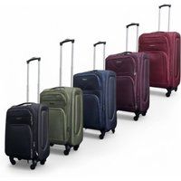 Infinity Leather Expandable Soft Shell Cabin Suitcase 50.5 x 37 x 26 cm Luggage Suitable for Easyjet, Ryanair in Navy | Size: Small