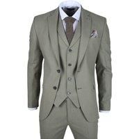 Men's Sage Tailor Fit 3 Piece Linen Summer Suit Formal Wedding