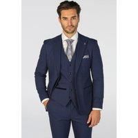 Men's Navy Checked 3 Piece Suit Tailored Fit Suit Formal Wedding Paul Andrew