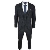 Men's Black Checked 3 Piece Suit Tailored Fit formal Wedding
