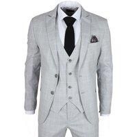 Men's Grey Checked 3 Piece Suit Tailored Fit formal Wedding