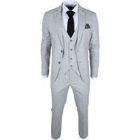 Men's Grey Checked 3 Piece Suit Tailored Fit formal Wedding