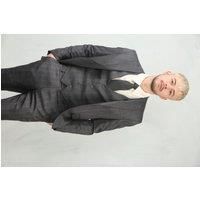 Men's 3 Piece Charcoal Prince of Wales Check Suit Tailored Fit Formal