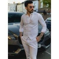 Men's Summer Suit Waistcoat Trousers Linen Formal Grey Outdoor Wedding