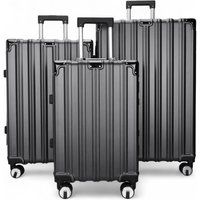 Infinity Leather Hardshell Suitcase Robust 8 Wheel Luggage Cabin Case Bag in Black | Size: Large