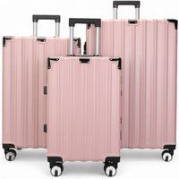 Infinity Leather Hardshell Suitcase Robust 8 Wheel Luggage Cabin Case Bag in Pink | Size: Medium