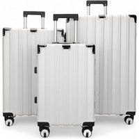 Infinity Leather Hardshell Suitcase Set Robust 8 Wheel Luggage Cabin Case Bag in White