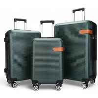 Infinity Leather Hardshell Cabin Suitcase Robust ABS Lightweight Luggage Holiday Bag in Green | Size: Large