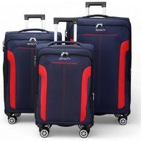Infinity Leather Expandable Soft Shell Suitcase 8 Wheel Luggage Travel Light Carry On Cabin Bag in Blue | Size: Small