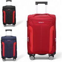 Infinity Leather Soft Cabin Suitcase 36.5 x 23.5 x 58 cm Nylon 900D Suitable Integrated Lock for Easyjet, Ryanair in Blue