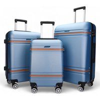 Infinity Leather Hardshell Cabin Suitcase Robust ABS Lightweight Luggage Holiday Bag in Blue | Size: Medium