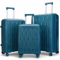 Infinity Leather Hard Shell Strong Suitcase 8 Wheel Cabin TSA Luggage Case Holiday Travel in Blue | Size: Medium