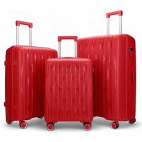 Infinity Leather Hard Shell Strong Suitcase 8 Wheel Cabin TSA Luggage Case Holiday Travel in Red | Size: Small