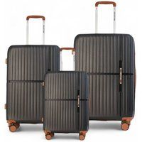 Infinity Leather Hard Shell Strong Suitcase 8 Wheel Cabin Luggage Holiday Travel Case in Black | Size: Small