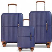 Infinity Leather Hard Shell Strong Suitcase 8 Wheel Cabin Luggage Holiday Travel Case in Blue | Size: Small