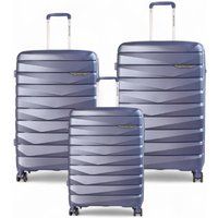 Infinity Leather Hard Shell TSA Smoke Strong Suitcase 8 Wheel Cabin Luggage Holiday Travel Case in Blue | Size: Small