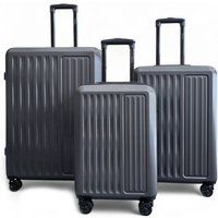 Infinity Leather ABS Hard Shell Suitcase Luggage Travel Carry on Cabin Bag in Grey | Size: Large