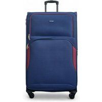 Infinity Leather Expandable Soft Extra Large 8 Wheel Lightweight Suitcase Luggage Travel Bags in Blue | Size: XL