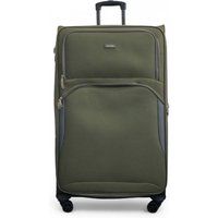 Infinity Leather Expandable Soft Extra Large 8 Wheel Lightweight Suitcase Luggage Travel Bags in Green | Size: XL