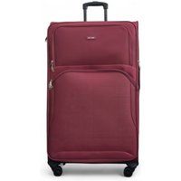 Infinity Leather Expandable Soft Extra Large 8 Wheel Lightweight Suitcase Luggage Travel Bags in Red | Size: XL