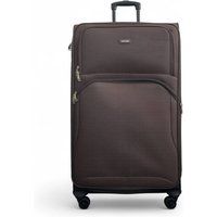 Infinity Leather Expandable Soft Extra Large 8 Wheel Lightweight Suitcase Luggage Travel Bags in Brown | Size: XL