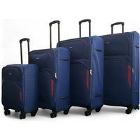 Infinity Leather Expandable Soft 8 Wheel Lightweight Suitcase Luggage Travel Bags Set of 4 in Blue